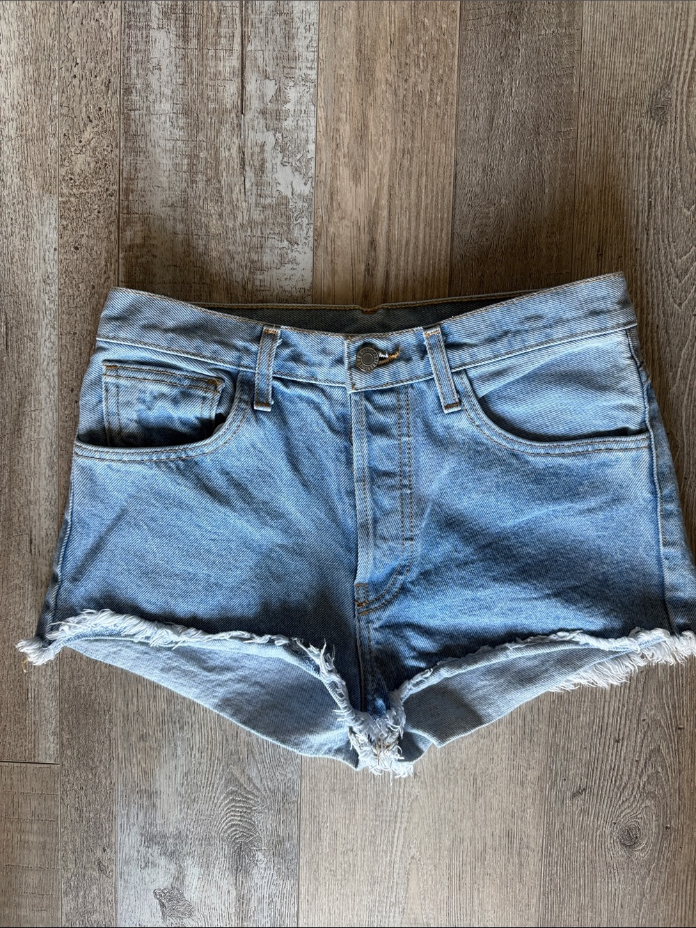 Brandy Melville John Galt Frayed Hem Light Blue Denim Shorts